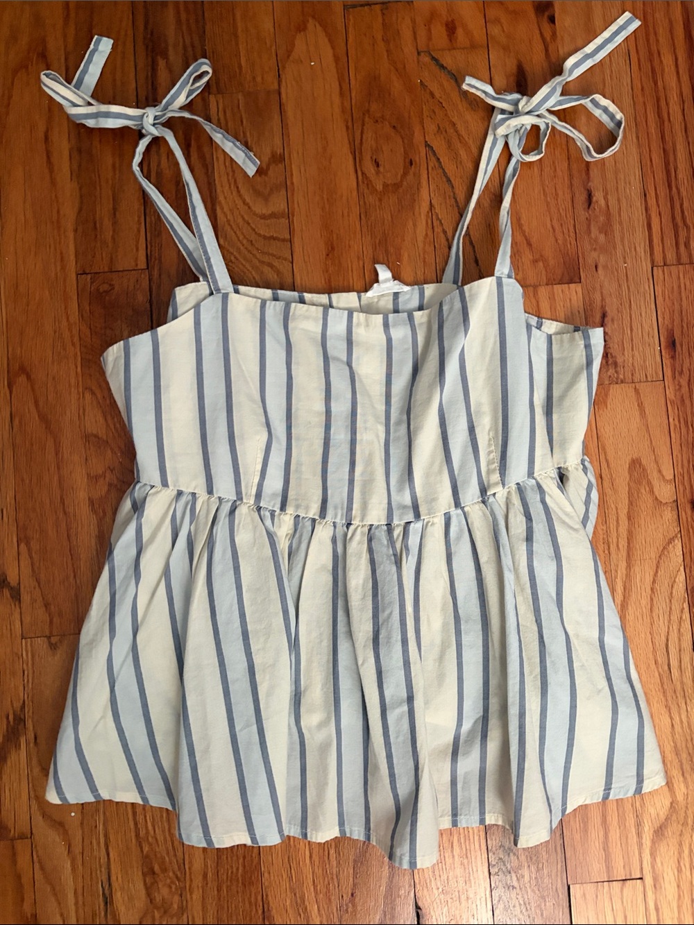aerie Blue & White Striped Tie-Shoulder Peplum Camisole